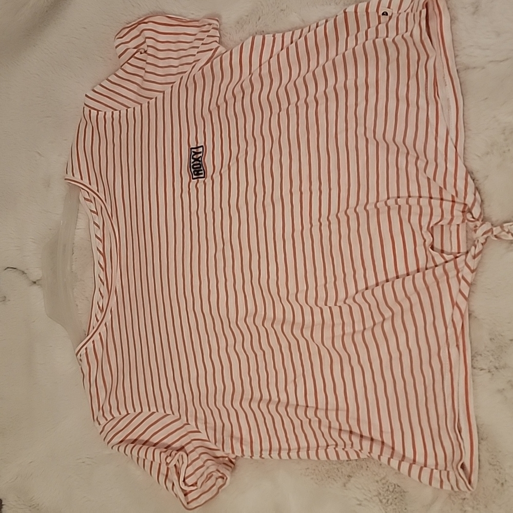 Women's Roxy striped t shirt beige with orange stripes XL
